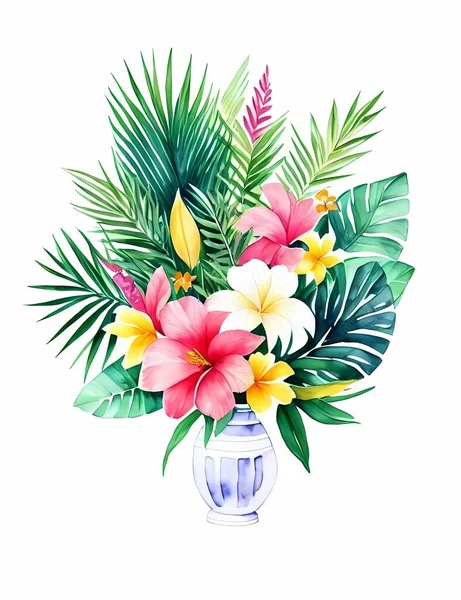 Kytice Tropických Květin — Stockový vektor