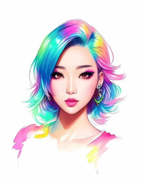 Asijské Krása Hvězda Dívka — Stockový vektor
