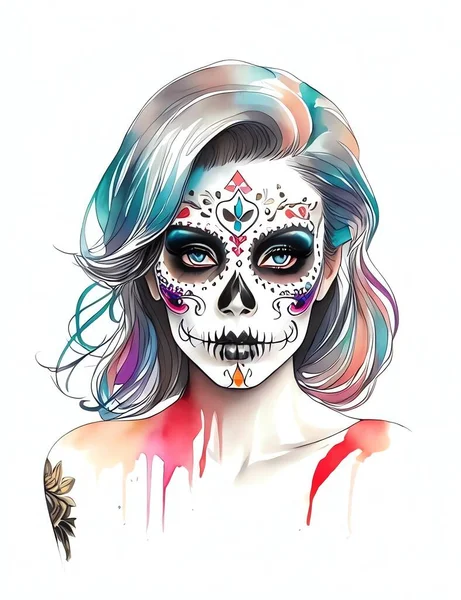 Dia Los Muertos Day Dead Mexican Holiday Festival Vector Poster - Stok Vektor