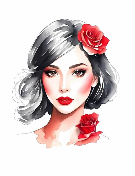 Woman Roses — Stock Vector