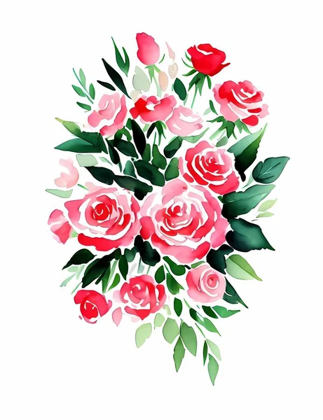 Akvarel Kytice Růže — Stockový vektor