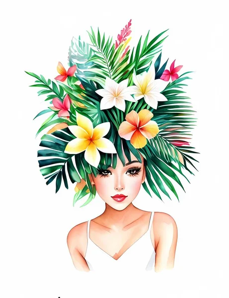 热带树叶 抽象的 水彩画 — 图库矢量图片