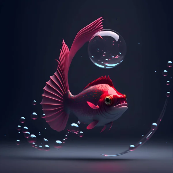 Ein Fisch Mit Rosa Nase Und Rotem Schwanz Umgeben Von — Stockfoto