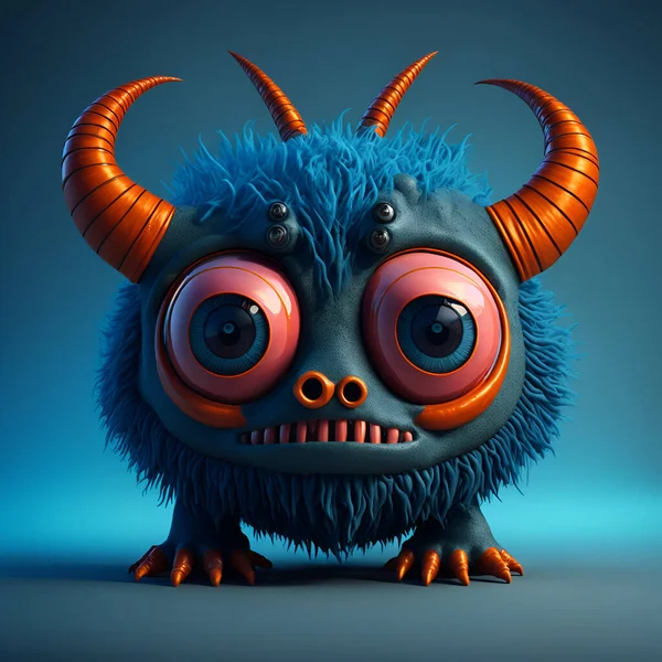 Monstro Bonito Com Olho Dois Chifres Estilo Pixar — Fotografia de Stock