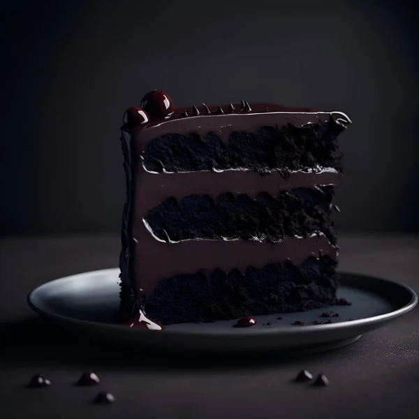Ein Stück Schokoladenkuchen Mit Professioneller Farbsortierung — Stockfoto