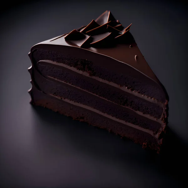 Slice Chocolate Cake Professional Color Grading — Stock Photo, Image