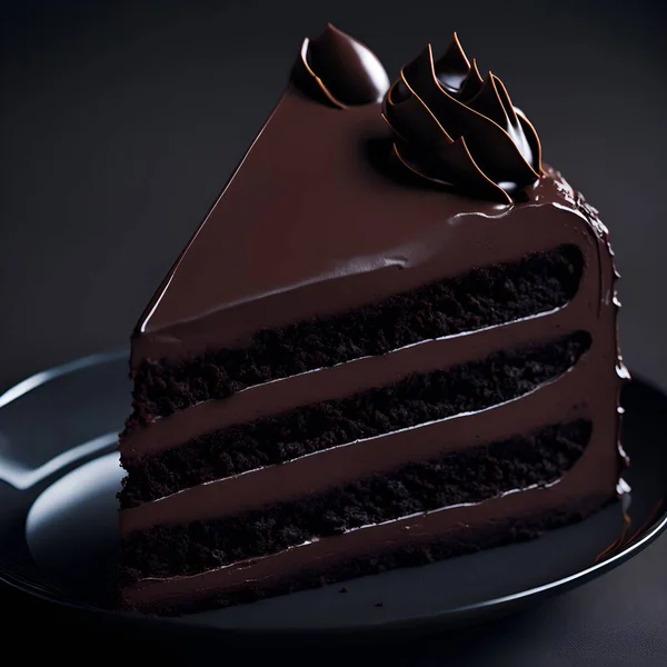 プロのカラーグレーディングを持つチョコレートケーキのスライス — ストック写真