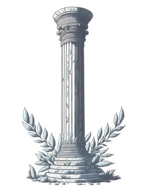 Sevimli bir şekilde çizilmiş Antik Yunan Sütun Kolu
