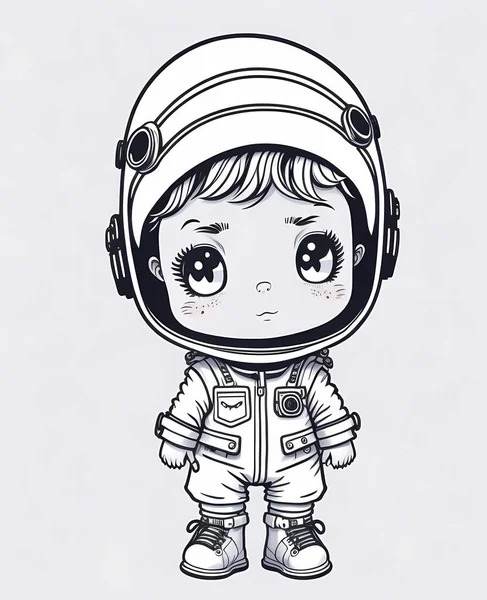一个穿着航天服的可爱孩子的可爱性格 — 图库矢量图片