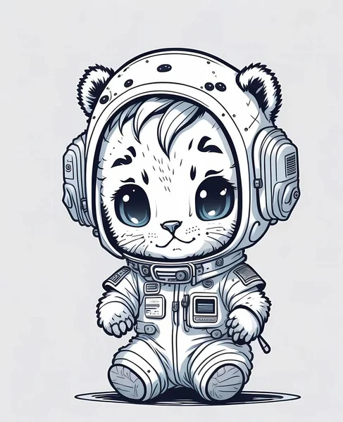 Personagem Adorável Bebê Tigre Bonito Vestindo Terno Astronauta —  Vetores de Stock