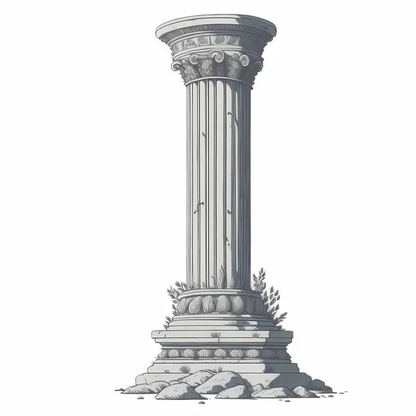 Une Main Colonne Grecque Antique Dessinée Dans Style Adorable — Image vectorielle