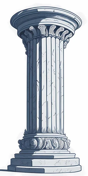 Una Antigua Columna Griega Dibujada Mano Estilo Adorable — Vector de stock