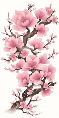 Suluboya barok sakura dalı