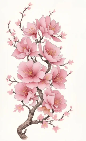 Akvarell Barokk Sakura — Stock Vector