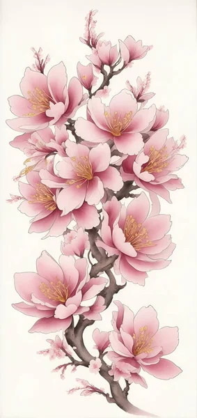 Rama Barroca Sakura Acuarela — Archivo Imágenes Vectoriales
