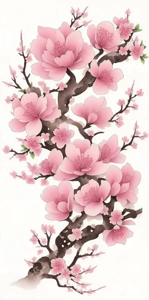 Akvarell Barokk Sakura — Stock Vector
