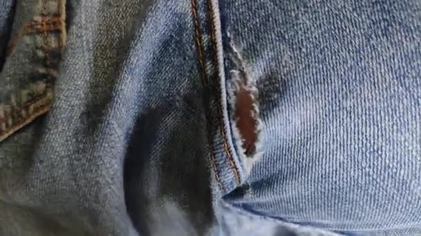 Rubbing Hole Jeans Pants — ストック動画