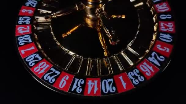 Roulette Wheel Casino Spinning Black Wins — Vídeo de stock