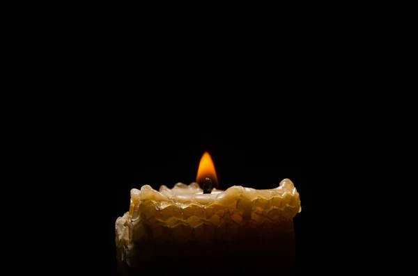 Burning Flame Candle Isolated Black Background —  Fotos de Stock