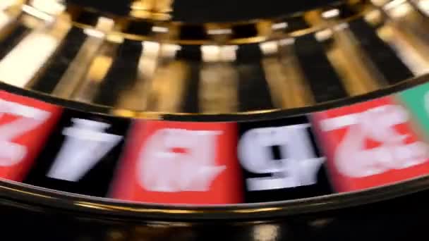 Roulette Wheel Casino Spinning Red Wins — Stock Video