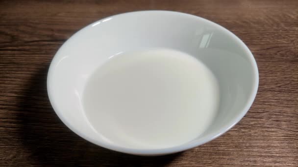 Havregryn Mjölk Till Frukost — Stockvideo