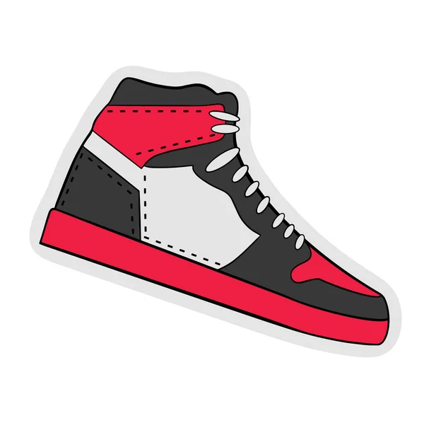 Sneakers Illustration Black Icon Long Shadow White Background — Stock Vector