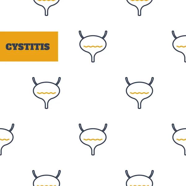 Cystit Problem Med Blåsinflammation Urinvägsinfektion Mönster För Medvetenhet Urologiska Sjukdomar — Stock vektor