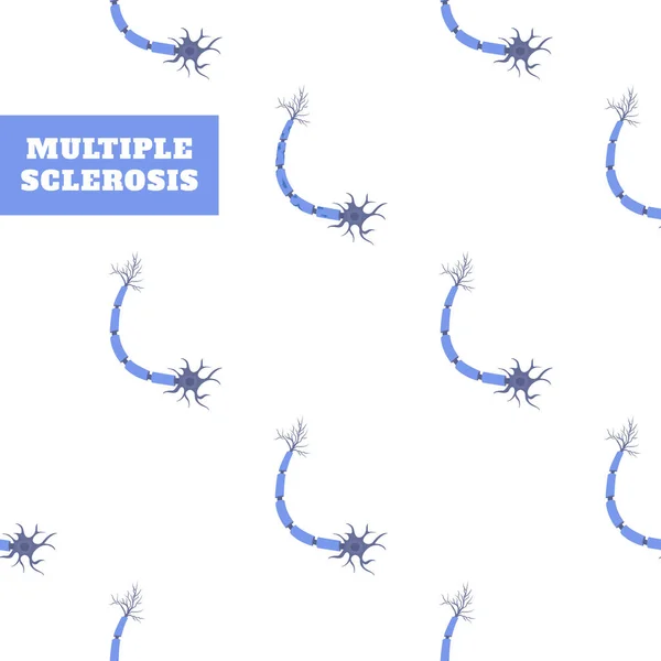 Affiche Sensibilisation Sclérose Plaques Symbole Démyélinisation Dommages Gaine Myéline Neuronale — Image vectorielle