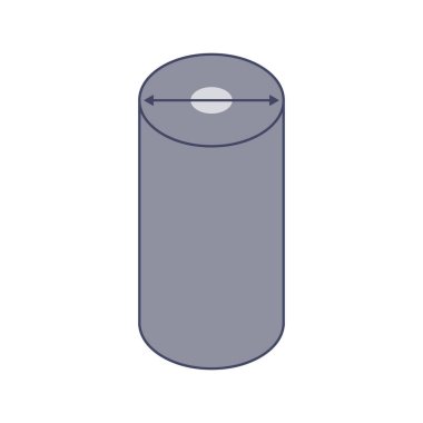 Paslanmaz çelik parmaklıklar ikonu. Alüminyum boru çapı sembolü. Endüstriyel ışın tüp şekilleri. Kablo mesafesi ölçüm aracı. konsept. Vektör illüstrasyonu.