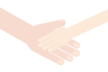 Baba, çocuğun elini tutuyor. Aile ve arkadaşlık kavramı. Vektör illüstrasyonu.