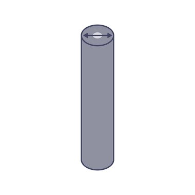 Paslanmaz çelik parmaklıklar ikonu. Alüminyum boru çapı sembolü. Endüstriyel ışın tüp şekilleri. Kablo mesafesi ölçüm aracı. konsept. Vektör illüstrasyonu.