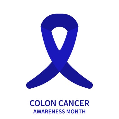 Colon cancer awareness ribbon poster. Blue bow for support and solidarity day. Medical concept. Vector illustration.