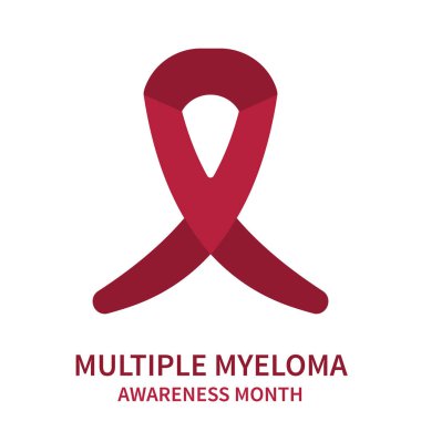 Multiple myeloma awareness ribbon poster. Burgundy bow for support and plasma cell myeloma cancer solidarity month. Medical concept. Vector illustration. clipart