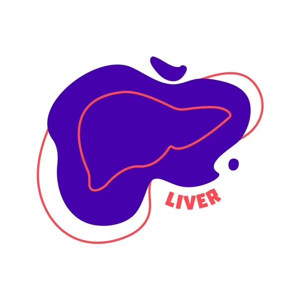 Icona Del Contorno Dell Organo Del Sistema Digestivo Epatico Schizzi — Vettoriale Stock