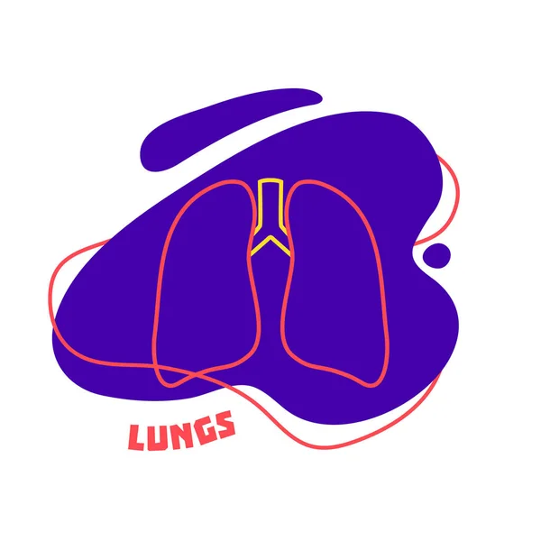 隆氏呼吸系统身体器官轮廓图标抽象几何飞溅 人体解剖学医学线条符号 矢量说明 — 图库矢量图片