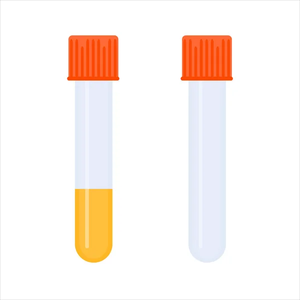 Urinprobe Reagenzglas Zeigt Dehydratationsniveau Gelbes Exemplar Flüssig Und Leeres Gefäß — Stockvektor