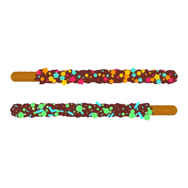 Berbagai Macam Chocolate Chip Cookie Stick Dicelupkan Dalam Taburan Permen - Stok Vektor