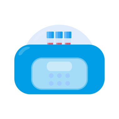 Kan işleme ve bileşenlerin ayrılması için santrifüj laboratuarı cihazı. Pervaneli tüpler. Protein arıtma ve DNA çıkarma aracı. Tıbbi konsept. Vektör illüstrasyonu.