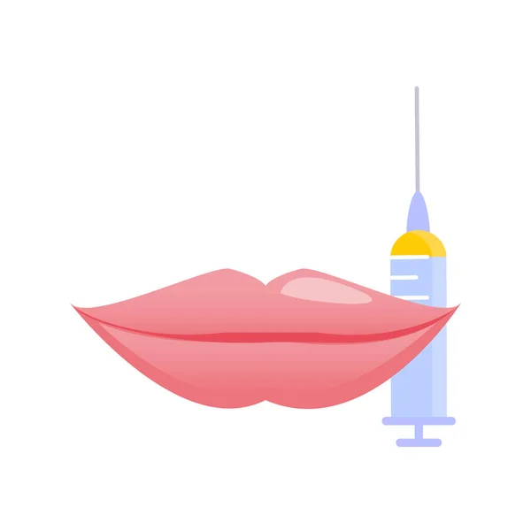 Lip Dermal Filler Plumping Injection Volume Enhancement Mouth Cosmetic Treatment — Stock Vector