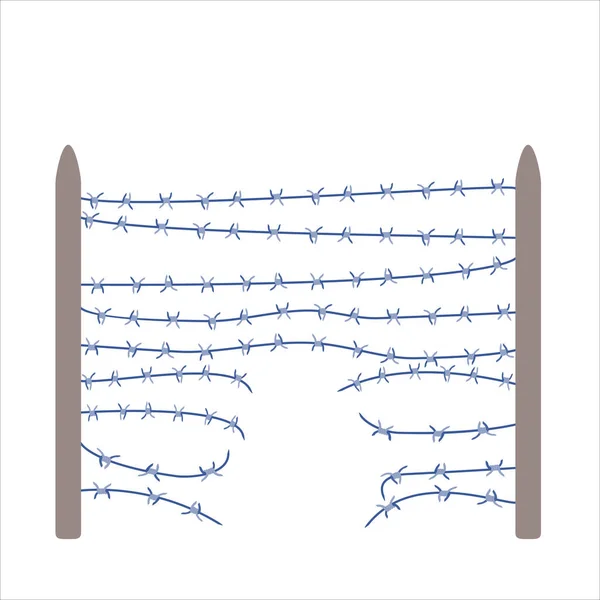 Escape Barbed Wire Fence Border Illustration Sharp Thorns Barbwire Military — Stock Vector