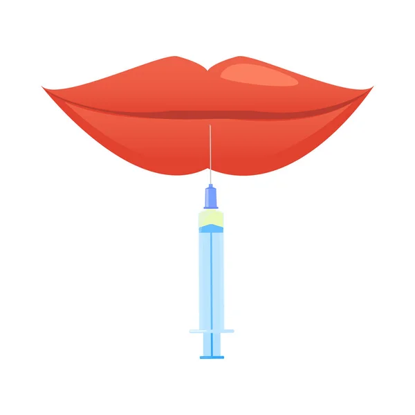 Lippeninjektion Mit Hyaluronsäure Dermale Füllstoffe Zur Volumenverbesserung Mundkosmetische Behandlung Der — Stockvektor