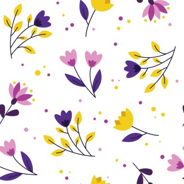 Çiçeklerle güzel, pürüzsüz bir desen. Elle çizilmiş çiçeksiz desen. Karalama çiçekleri kusursuz desen. Moda baskısı, kumaş ya da duvar kağıdı şablonu. Kusursuz vektör arkaplanı.