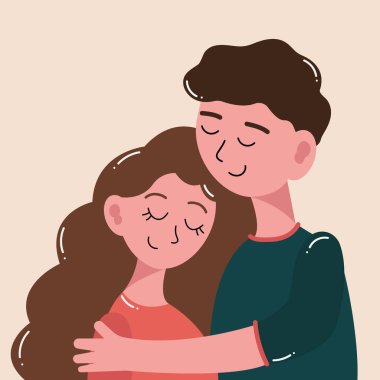 Genç, sevgi dolu, gülümseyen bir çift ve bir kadın vektör illüstrasyonunun tadını çıkarıyorlar. Sevimli erkek ve kadın