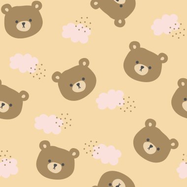 Cute bear seamless pattern. Hand drawn vector illustration with bears. Can be used for kids or baby s shirt design, fashion print design, fashion graphic, t-shirt, kids wear. clipart