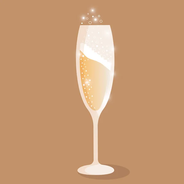 Illustrazione Vettoriale Bicchiere Champagne Isolato Bicchiere Champagne Con Bolle Illustrazione — Vettoriale Stock