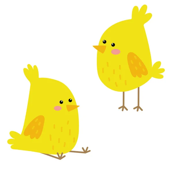 可爱的复活节小鸡 东方设计用黄鸡的病媒图解 — 图库矢量图片