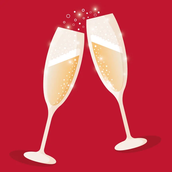 Два Бокала Шампанского Выпьем Вечеринку Векторное Шампанское — стоковый вектор