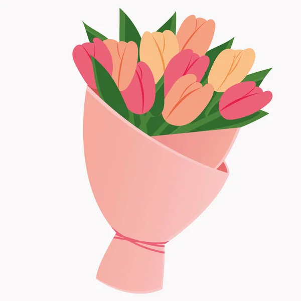 Векторный Букет Цветов Векторная Иллюстрация Букета Тюльпанов Милый Букет Цветов — стоковый вектор