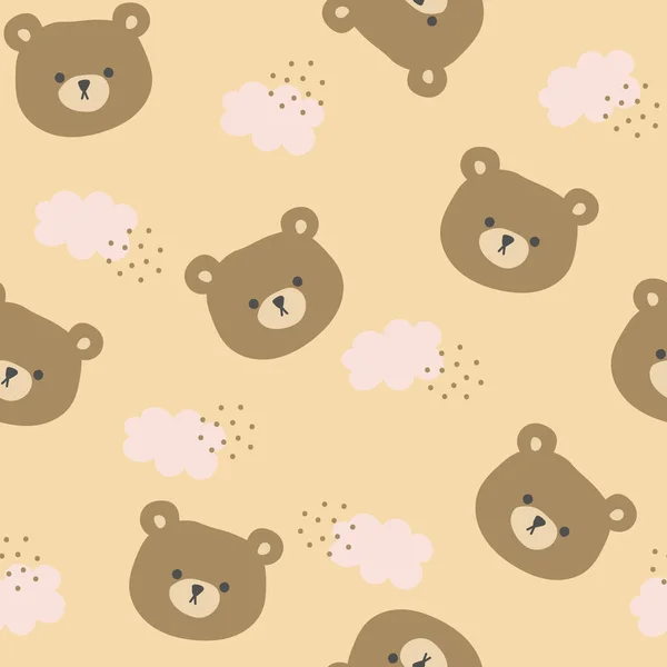 Słodki Wzór Niedźwiedzia Bez Szwu Ręcznie Rysowana Ilustracja Wektora Niedźwiedziami — Wektor stockowy