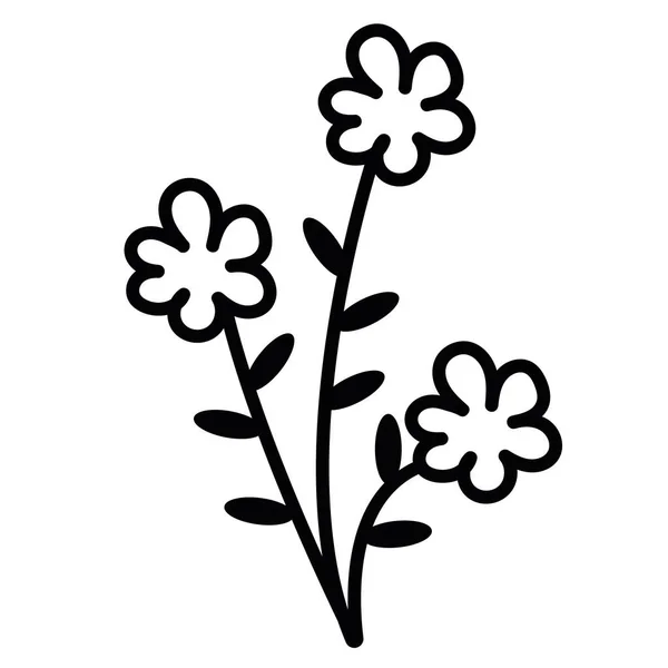 Handgezeichnetes Pflanzliches Blumiges Cliparts Ein Line Doodle Vektor Gekritzelter Blütenzweig — Stockvektor